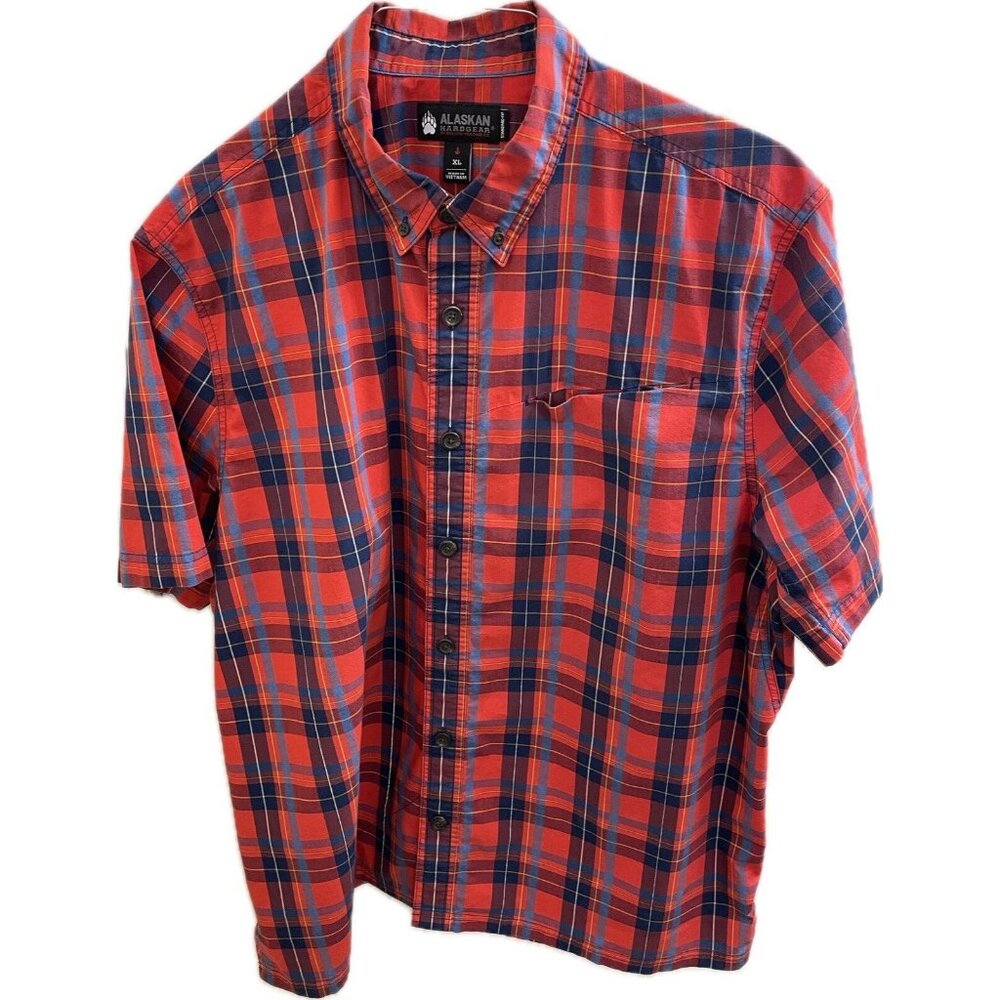 Alaskan Hardgear Duluth Button Up Shirt Outdoor Short Sleeve Mens XL Red Plaid